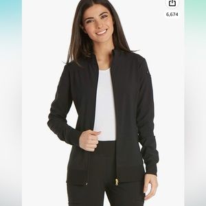 iflex by Cherokee Uniforms Zip Front Scrub Jacket for
Women - Black, Size XL